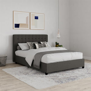 DHP Emily Upholstered Bed - Grey Linen - Queen