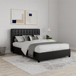 DHP Emily Upholstered Bed - Black Faux Leather - Full