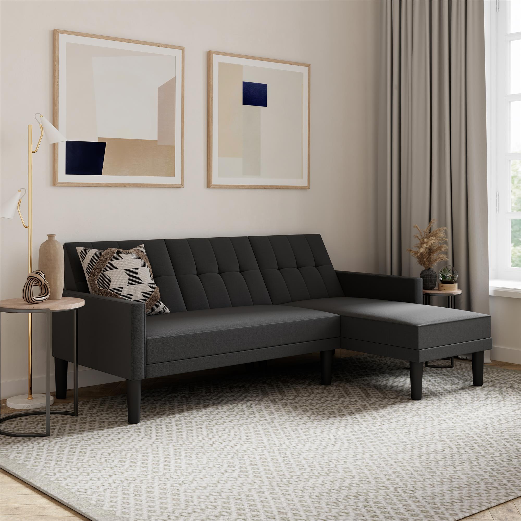 DHP Haven Futon Sectional Sofa Bed with Storage - Dark Gray