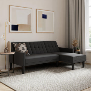 DHP Haven Futon Sectional Sofa Bed with Storage - Dark Gray