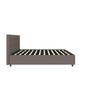 DHP Cambridge Upholstered Bed with Storage - Grey Linen - King