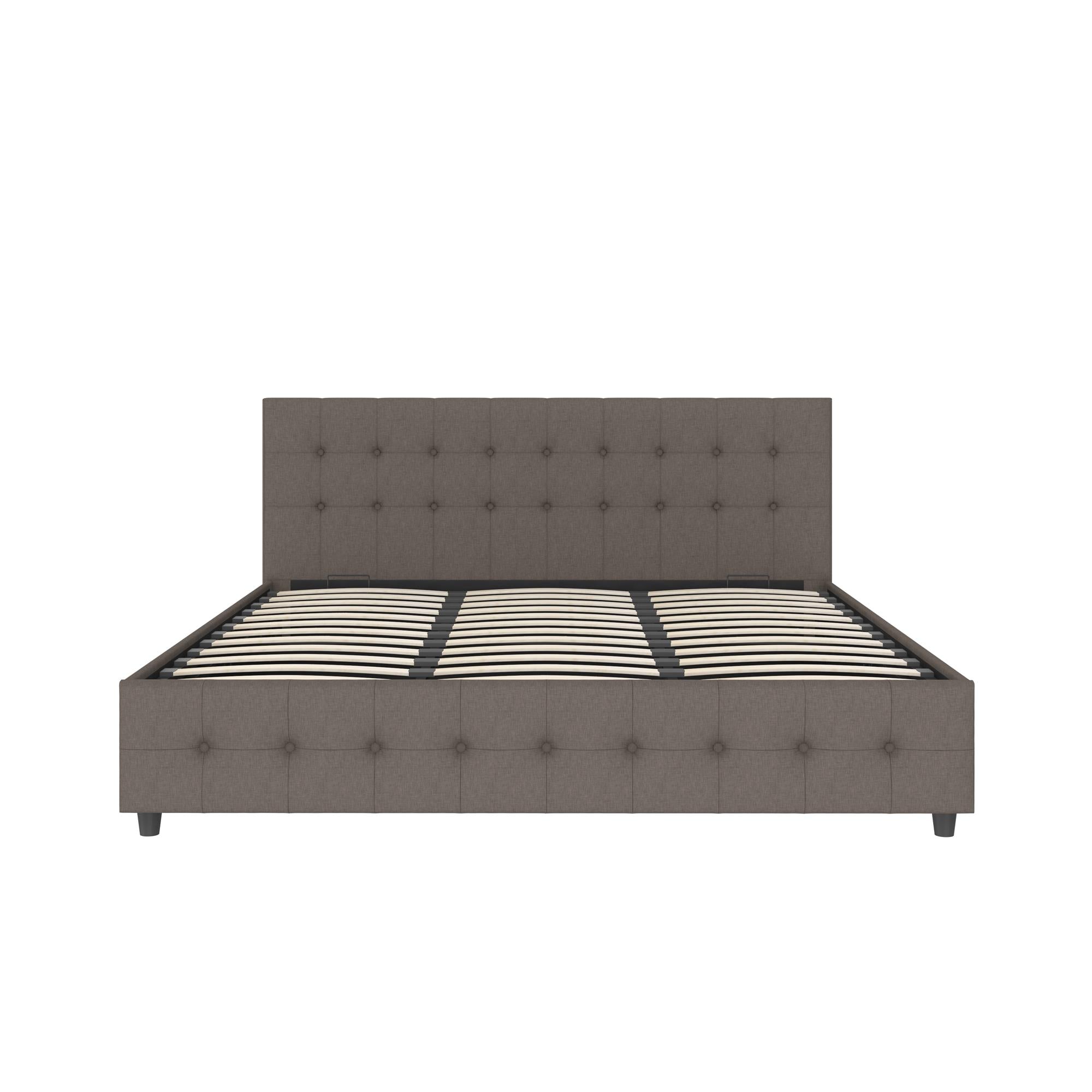 DHP Cambridge Upholstered Bed with Storage - Grey Linen - King