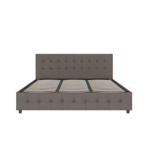 DHP Cambridge Upholstered Bed with Storage - Grey Linen - King