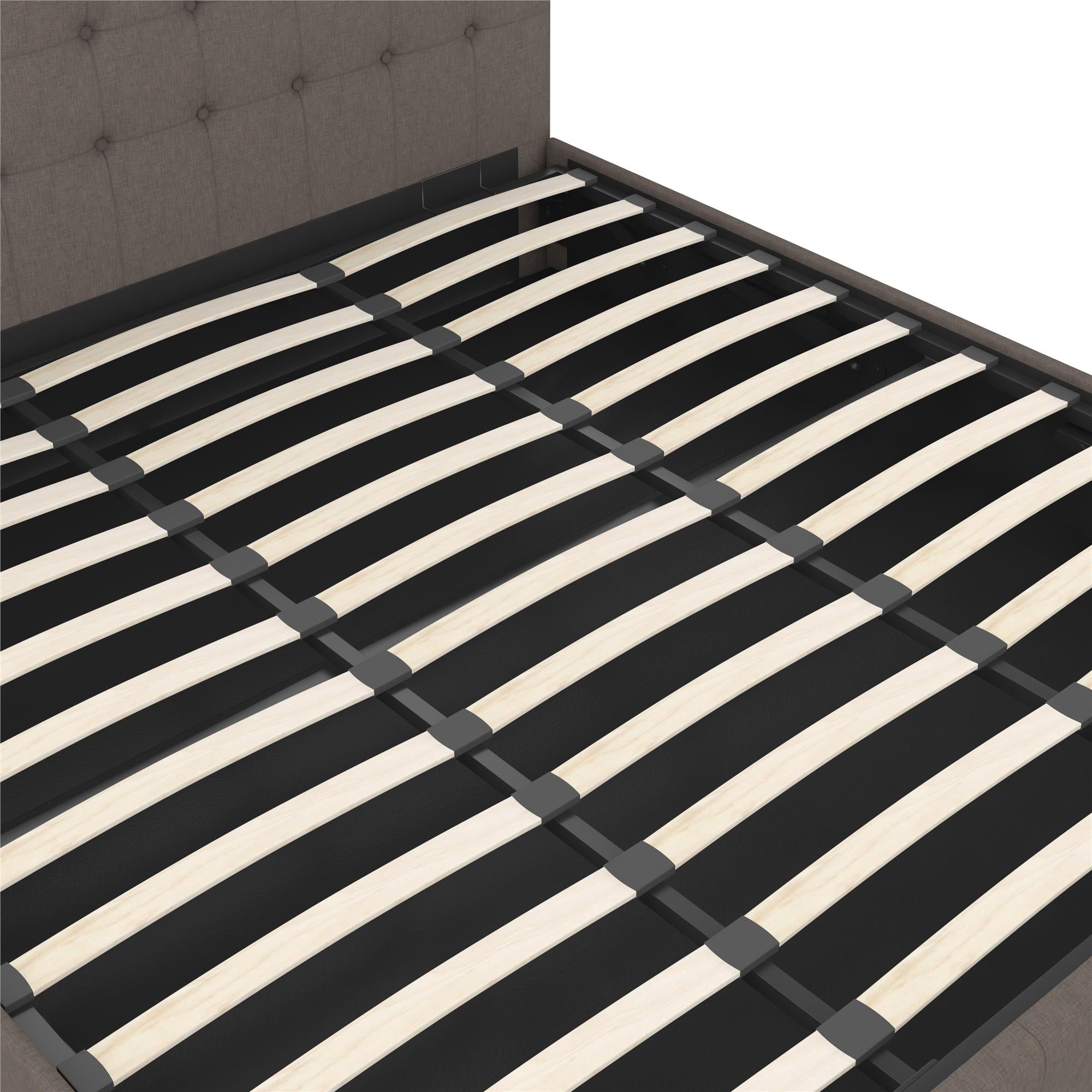 DHP Cambridge Upholstered Bed with Storage - Grey Linen - King