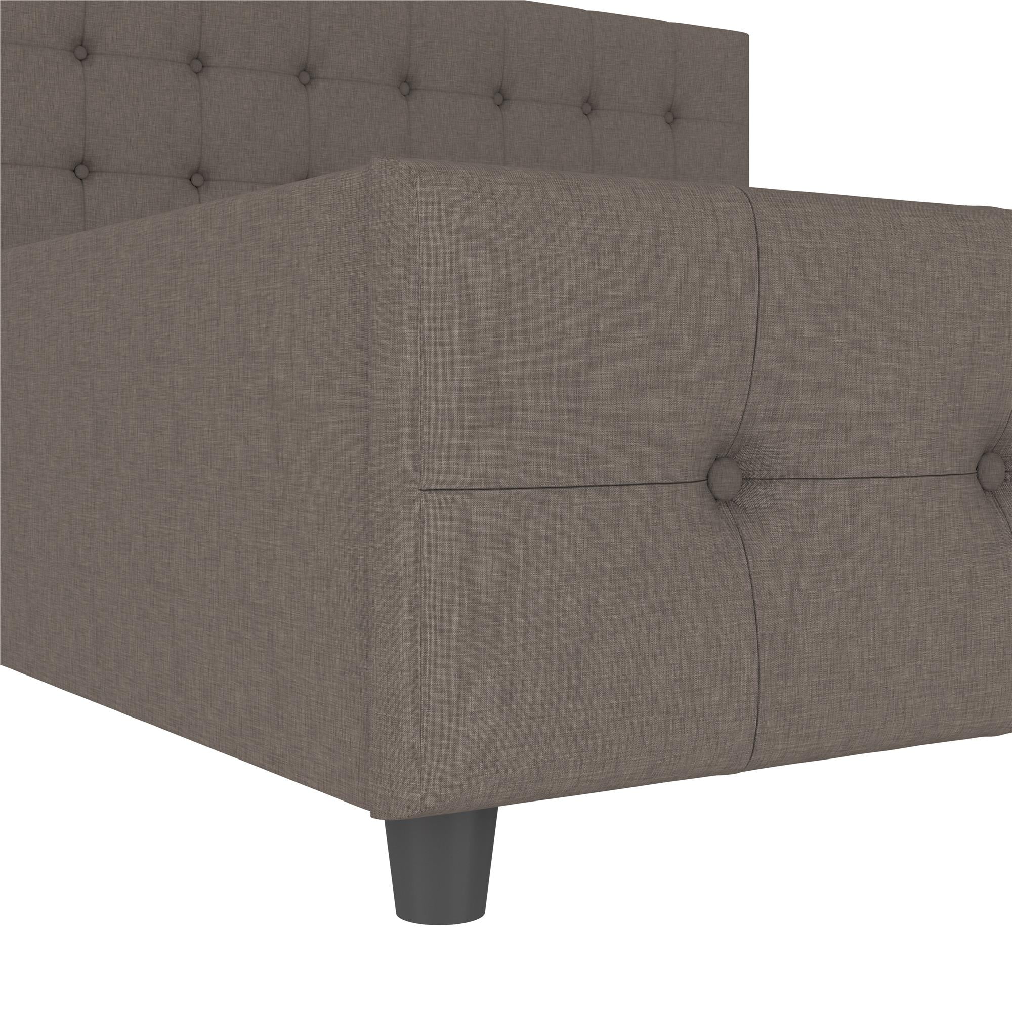 DHP Cambridge Upholstered Bed with Storage - Grey Linen - King