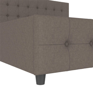 DHP Cambridge Upholstered Bed with Storage - Grey Linen - King