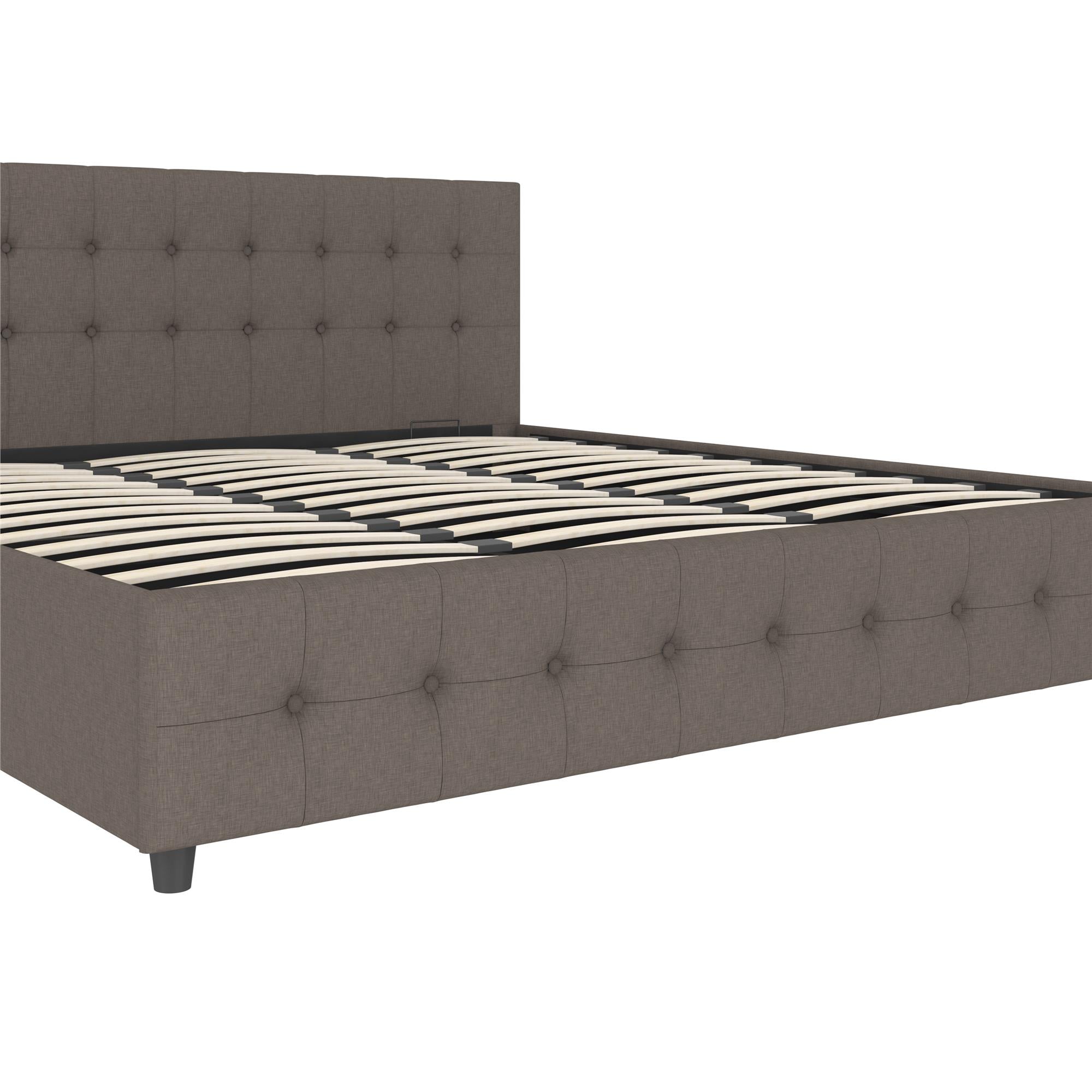 DHP Cambridge Upholstered Bed with Storage - Grey Linen - King