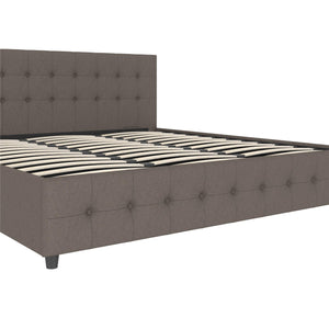DHP Cambridge Upholstered Bed with Storage - Grey Linen - King
