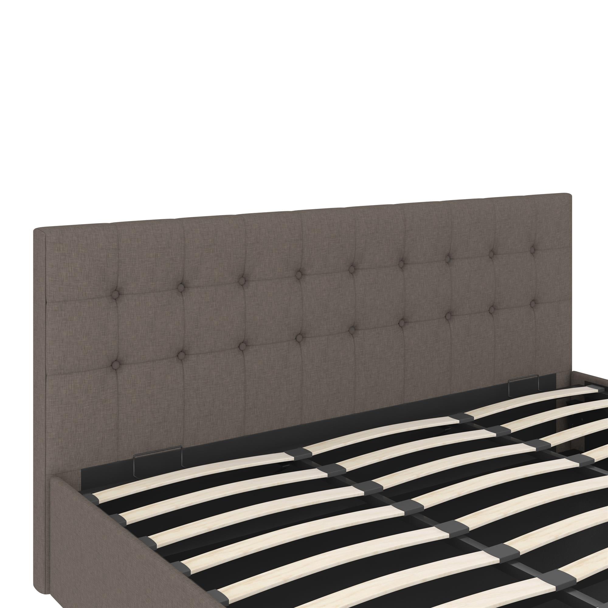 DHP Cambridge Upholstered Bed with Storage - Grey Linen - King