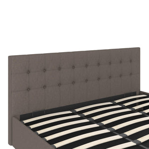 DHP Cambridge Upholstered Bed with Storage - Grey Linen - King