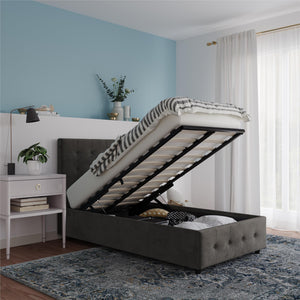 DHP Cambridge Upholstered Bed with Storage - Gray - Twin