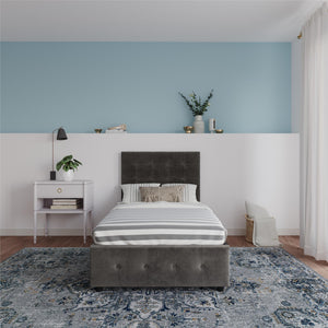 DHP Cambridge Upholstered Bed with Storage - Gray - Twin