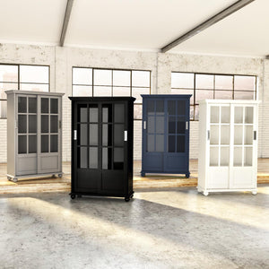 Ameriwood Home Aaron Lane Bookcase with Sliding Glass Doors - Blue