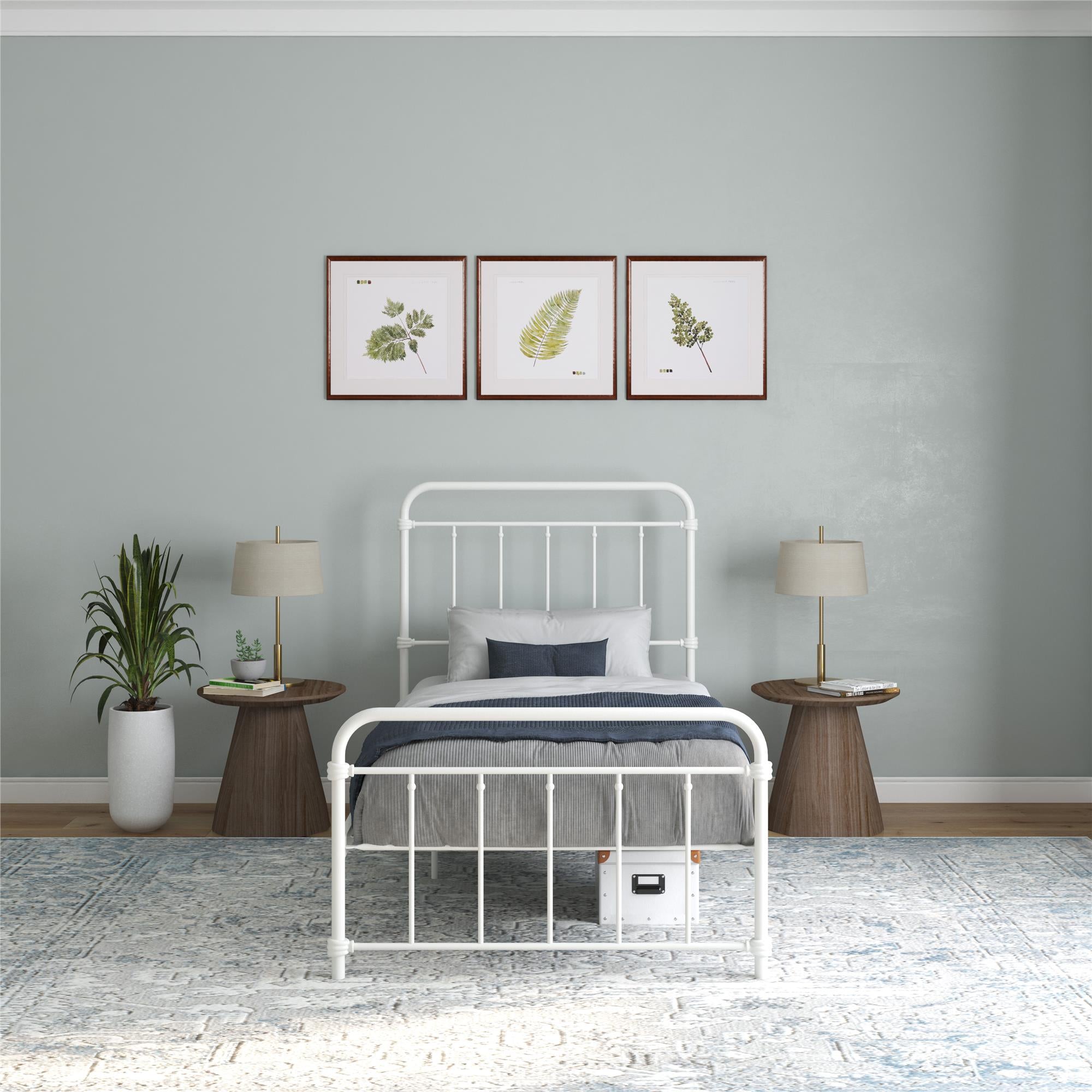 DHP Wallace Metal Bed Frame - White - Twin