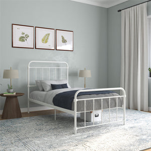 DHP Wallace Metal Bed Frame - White - Twin