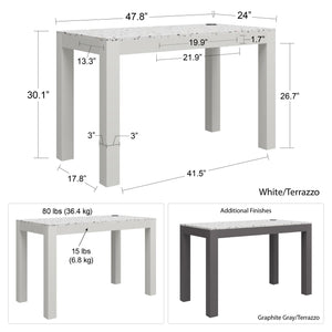 CosmoLiving Astor Desk w/ Wireless Charger - Graphite Grey