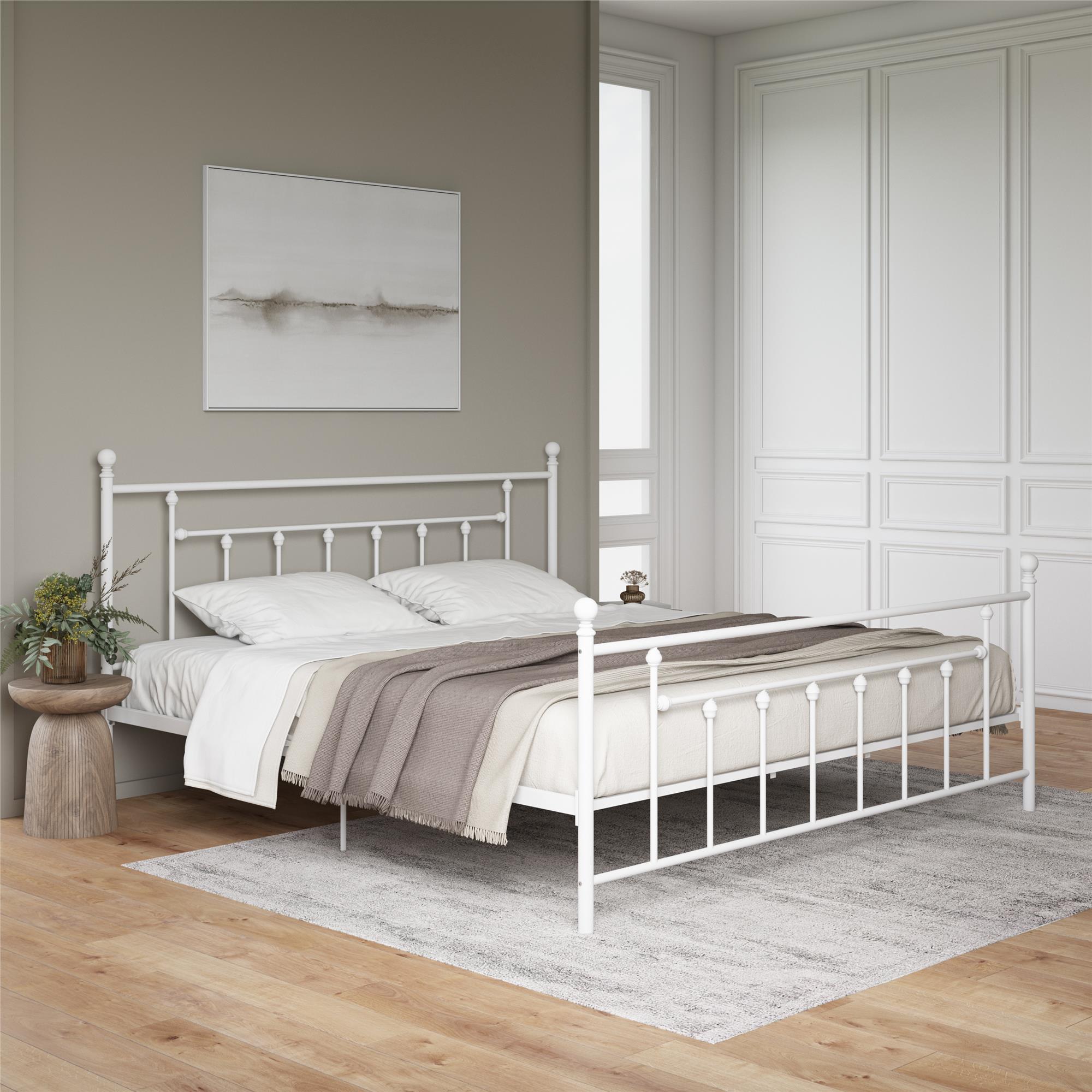 DHP Manila Metal Bed Frame - White - King