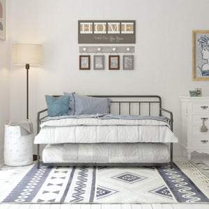 DHP Wallace Metal Daybed with Trundle - Black - Twin-Over-Twin