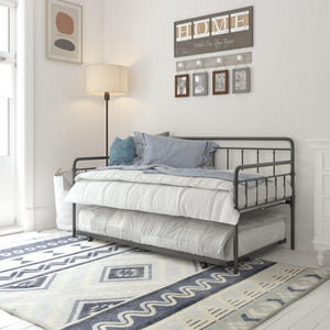 DHP Wallace Metal Daybed with Trundle - Black - Twin-Over-Twin