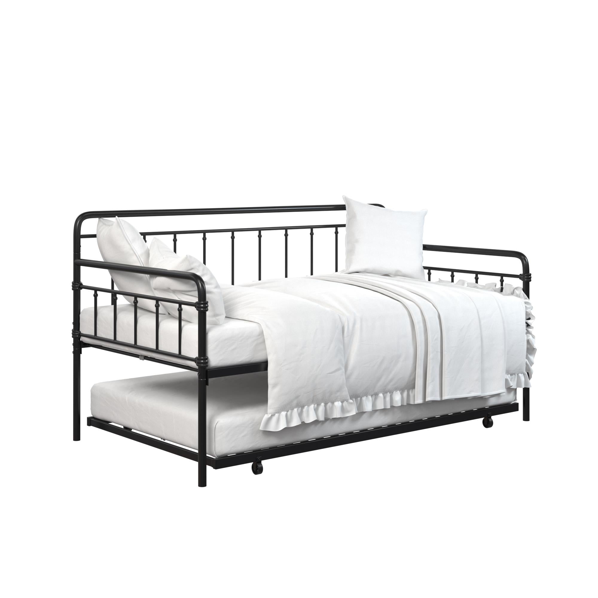 DHP Wallace Metal Daybed with Trundle - Black - Twin-Over-Twin