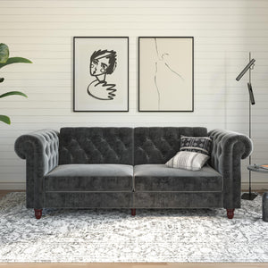 DHP Felix Chesterfield Futon Sofa Bed - Dark Gray