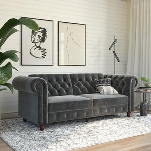 DHP Felix Chesterfield Futon Sofa Bed - Dark Gray