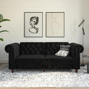 DHP Felix Chesterfield Futon Sofa Bed - Black