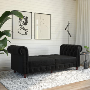 DHP Felix Chesterfield Futon Sofa Bed - Black