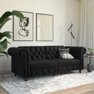 DHP Felix Chesterfield Futon Sofa Bed - Black