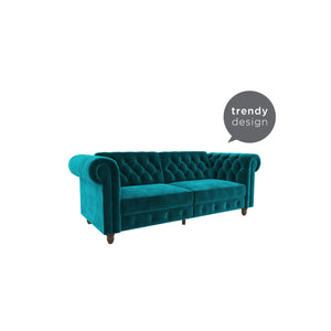 DHP Felix Chesterfield Futon Sofa - Green