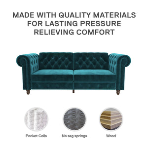 DHP Felix Chesterfield Futon Sofa - Green