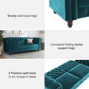 DHP Felix Chesterfield Futon Sofa - Green