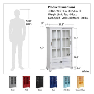 Ameriwood Home Aaron Lane Bookcase with Sliding Glass Doors - White