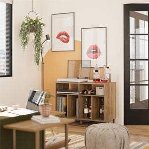 Novogratz Regal Double Wide Record Station/Accent Cabinet - Walnut