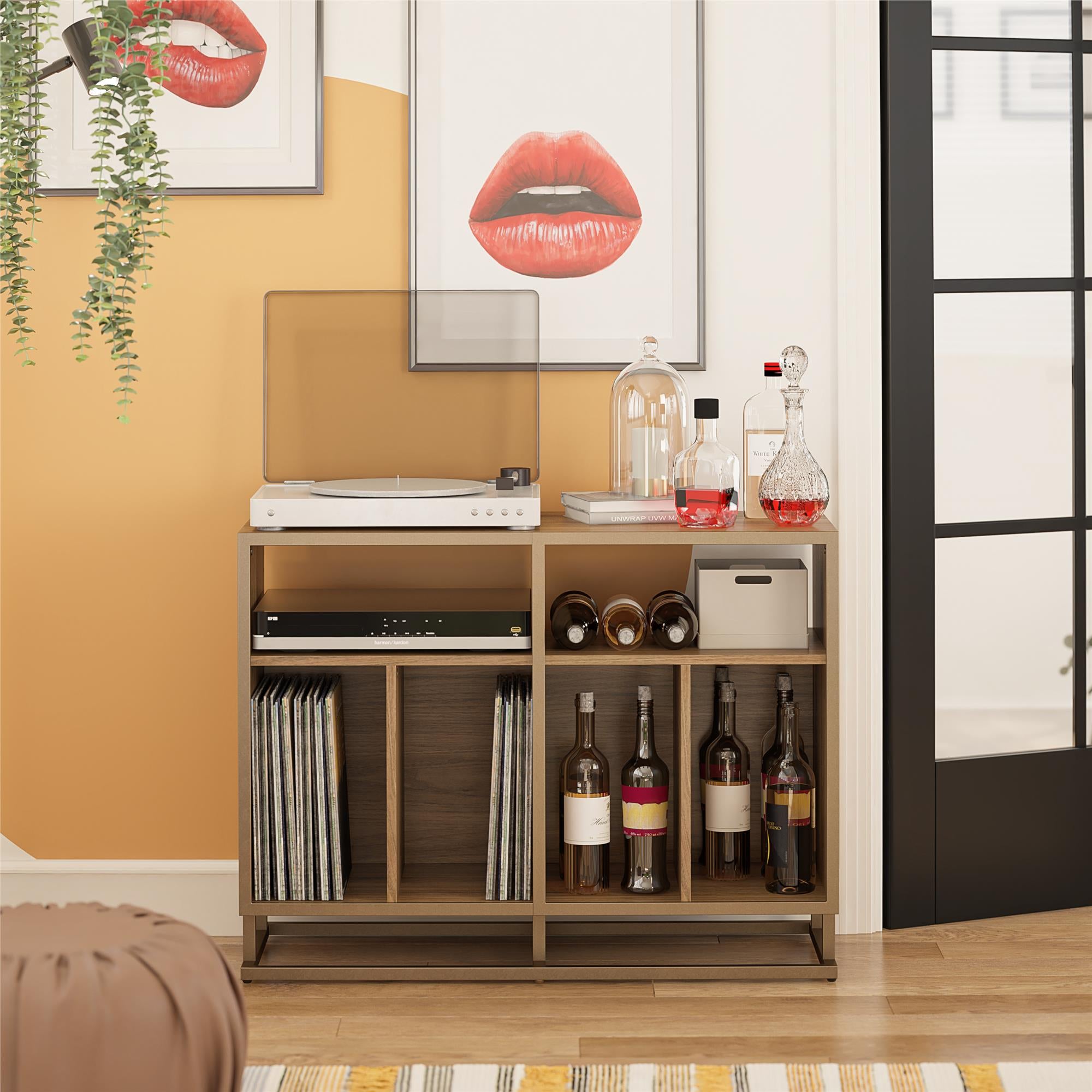 Novogratz Regal Double Wide Record Station/Accent Cabinet - Walnut