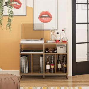 Novogratz Regal Double Wide Record Station/Accent Cabinet - Walnut