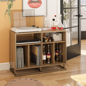 Novogratz Regal Double Wide Record Station/Accent Cabinet - Walnut