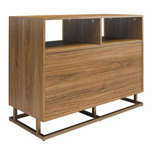 Novogratz Regal Double Wide Record Station/Accent Cabinet - Walnut