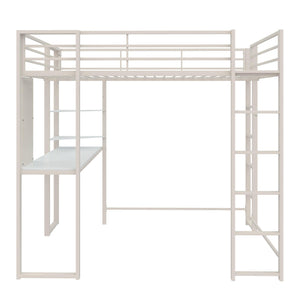 DHP Abode Metal Loft Bed with Desk and Shelves - White - Full