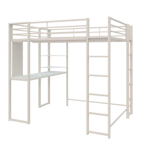 DHP Abode Metal Loft Bed with Desk and Shelves - White - Full
