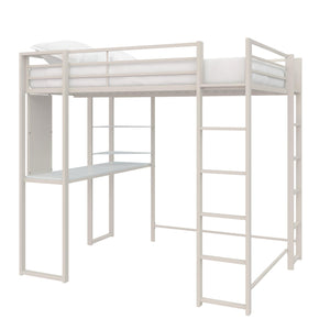 DHP Abode Metal Loft Bed with Desk and Shelves - White - Full