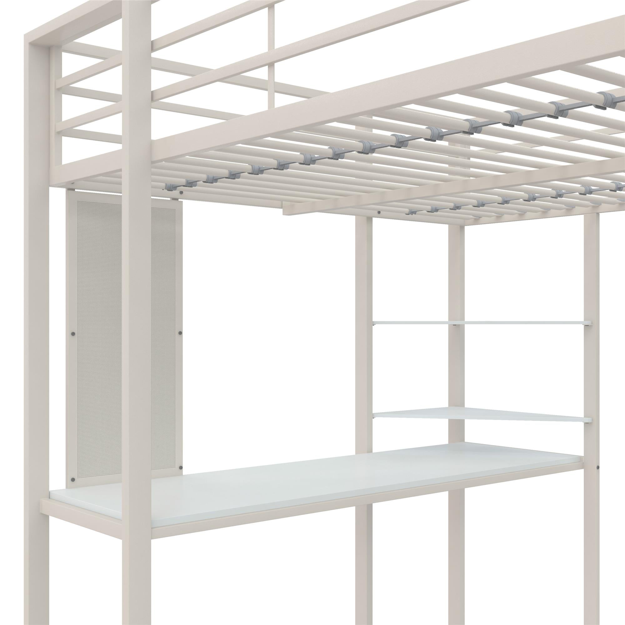 DHP Abode Metal Loft Bed with Desk and Shelves - White - Full