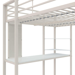 DHP Abode Metal Loft Bed with Desk and Shelves - White - Full