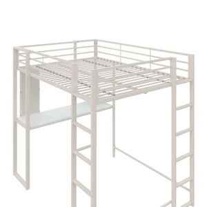 DHP Abode Metal Loft Bed with Desk and Shelves - White - Full