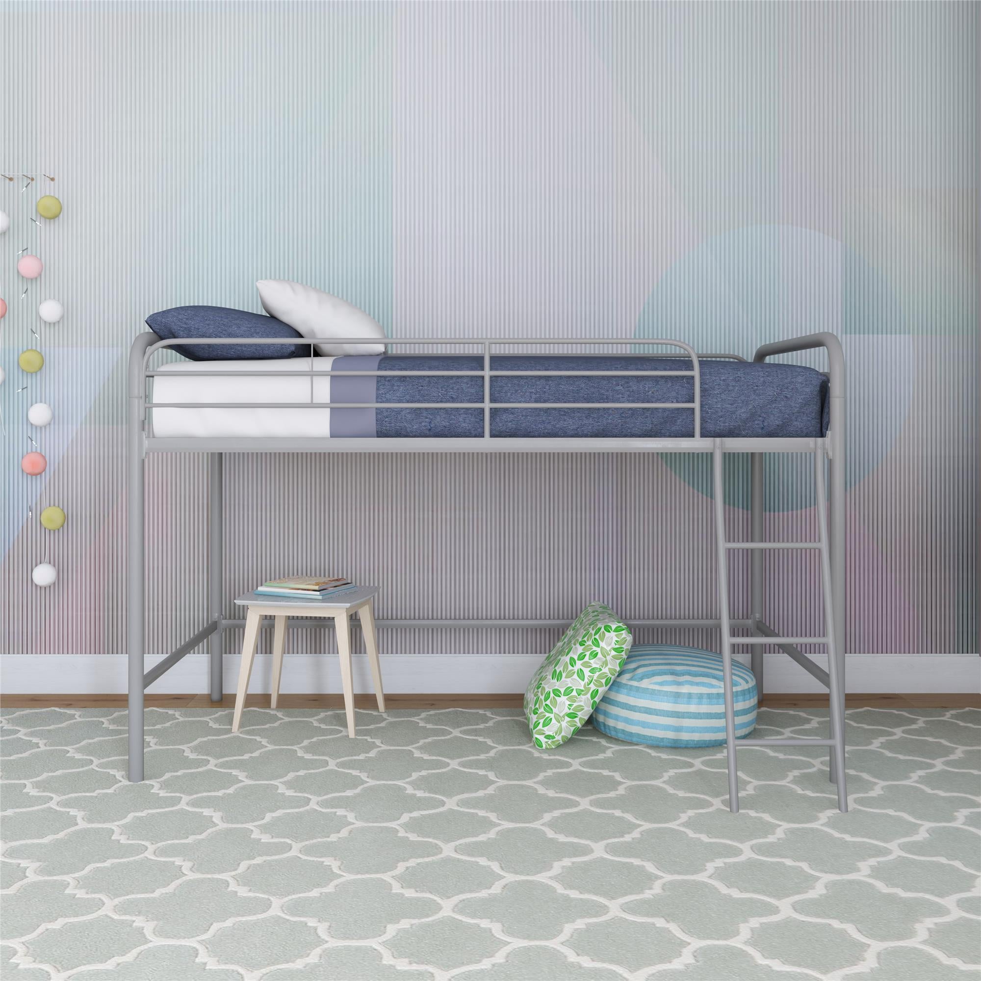 DHP Jett Kids' Low Loft Bed - Silver - Twin