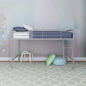 DHP Jett Kids' Low Loft Bed - Silver - Twin