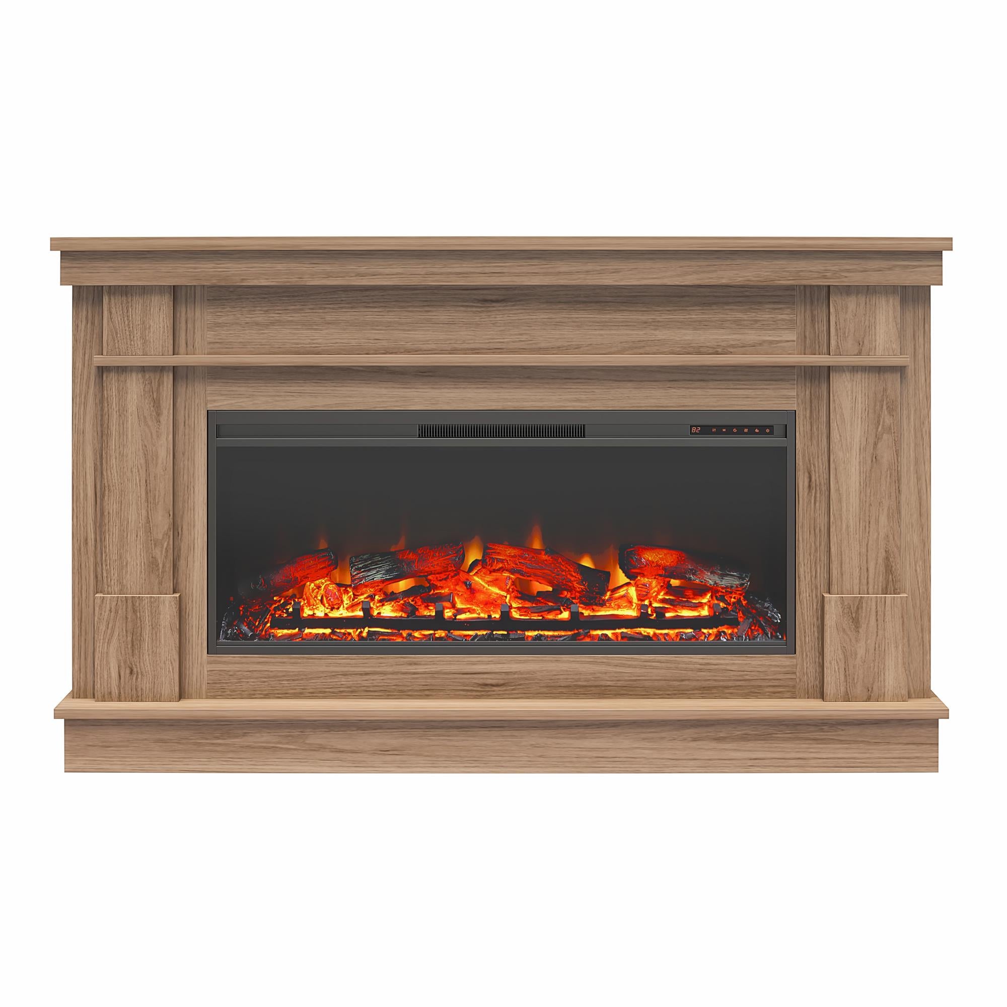 Ameriwood Home Elmcroft Wide Mantel with Linear Electric Fireplace - Walnut