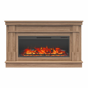 Ameriwood Home Elmcroft Wide Mantel with Linear Electric Fireplace - Walnut
