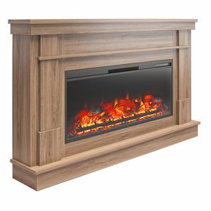 Ameriwood Home Elmcroft Wide Mantel with Linear Electric Fireplace - Walnut