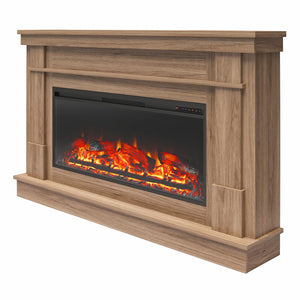 Ameriwood Home Elmcroft Wide Mantel with Linear Electric Fireplace - Walnut